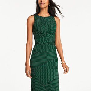 Ann Taylor striped wrapped front green dress. 00P NWT.